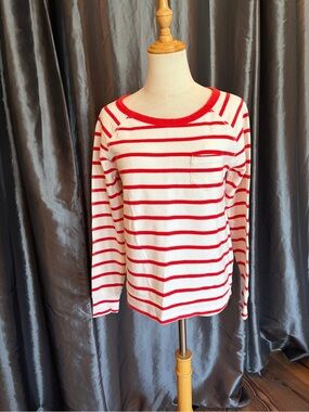 Paris Style! Striped Long Sleeve Sweater- Red & Off White